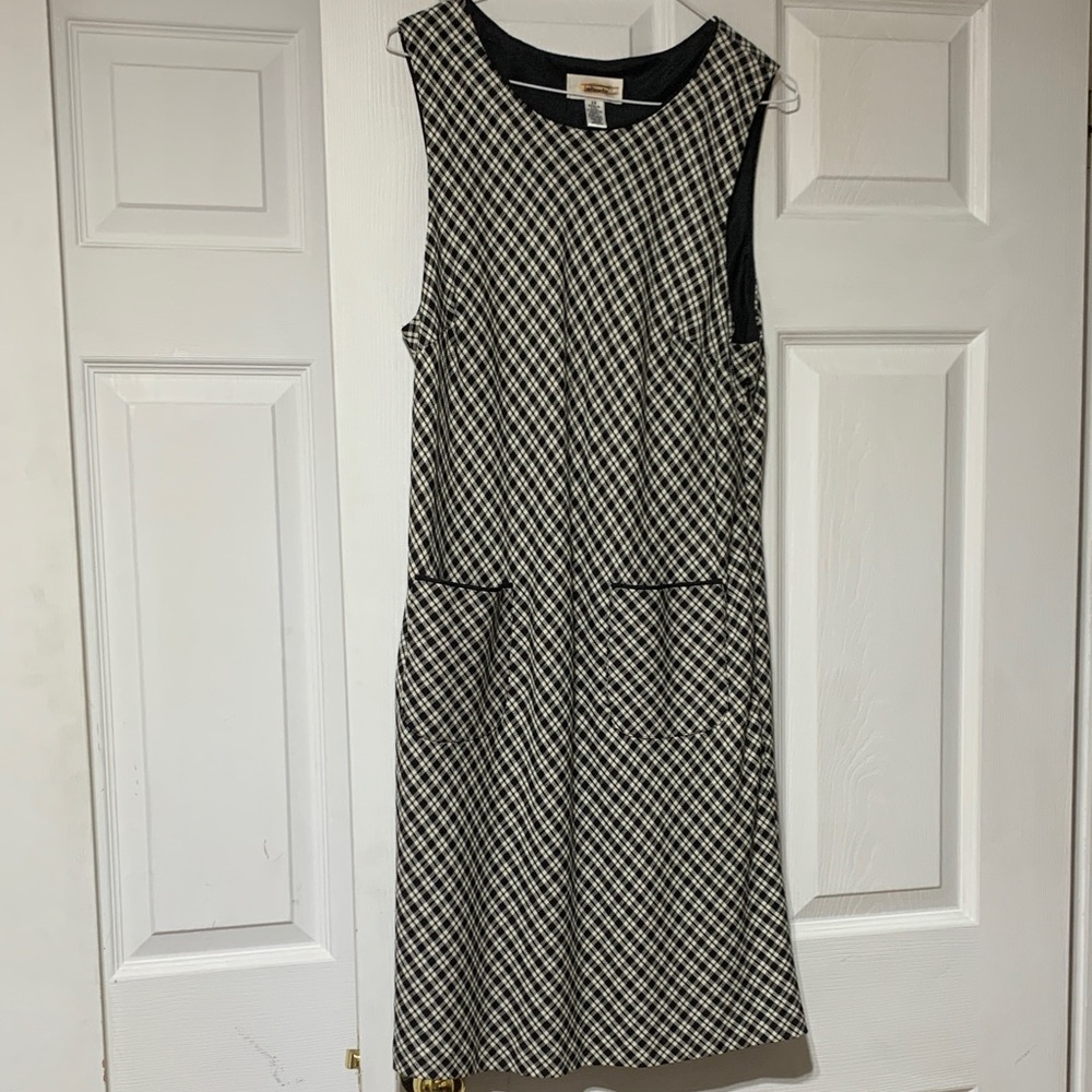 Talbots Black and White Patterned Midi Dress